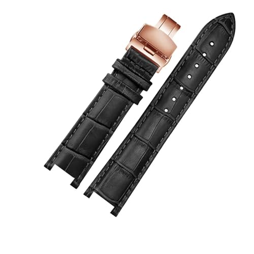 BBPLWEEA YingYou Uhrenarmband Aus Echtem Leder, Kompatibel Mit MK Michael Kors Mike Coles Mk2277 2425, Wasserdichtes, Schweißfestes Kerbe, 20 Mm Handgelenkband(Black-Rose-B1) von BBPLWEEA