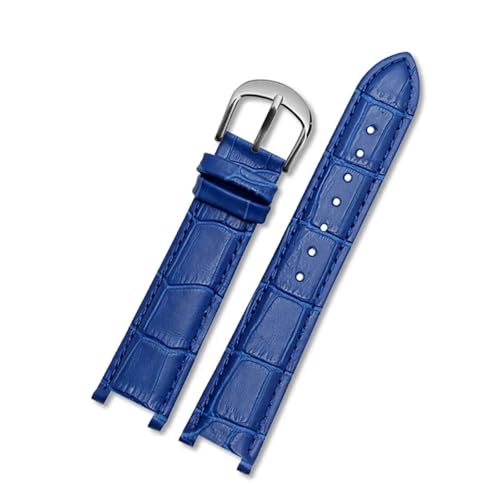 BBPLWEEA YingYou Uhrenarmband Aus Echtem Leder, Kompatibel Mit MK Michael Kors Mike Coles Mk2277 2425, Wasserdichtes, Schweißfestes Kerbe, 20 Mm Handgelenkband(Royal Rlue-Steel) von BBPLWEEA