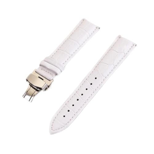 BBPLWEEA YingYou Uhrenarmband Aus Echtem Leder Mit Krokodilmuster, 12 Mm, 13 Mm, 14 Mm, 15 Mm, 16 Mm, 17 Mm, 18 Mm, 19 Mm, 20 Mm, 21 Mm, 22 Mm, 24 Mm, Uhrenarmband For Damen Und Herren(WHITE,16mm) von BBPLWEEA