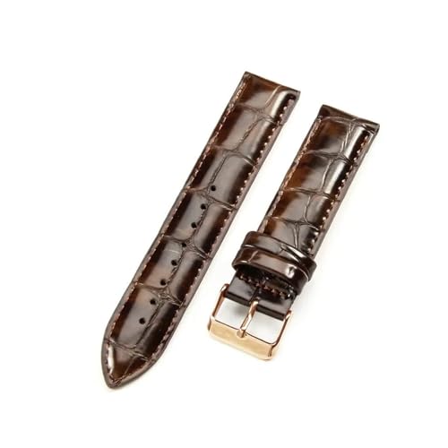 BBPLWEEA YingYou Uhrenarmband Aus Echtem Leder Mit Krokodilmuster, Schnellverschluss, Klassisches Rindsleder, Handgelenk 14 16 18 20 22 Mm(Brown(ZJ)-Rose-K1,14mm) von BBPLWEEA