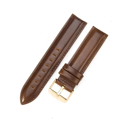 BBPLWEEA YingYou Uhrenarmband Aus Echtem Leder Mit Krokodilmuster, Schnellverschluss, Klassisches Rindsleder, Handgelenk 14 16 18 20 22 Mm(Coffee-Golden-K4,14mm) von BBPLWEEA