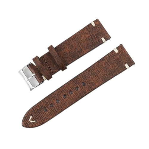BBPLWEEA YingYou Uhrenarmband Aus Echtem Rindsleder, 18 Mm, 20 Mm, 22 Mm, 24 Mm, Edelstahl, Dornschließe, Ersatzarmband For Männer Und Frauen(D-Light Coffee,18mm) von BBPLWEEA