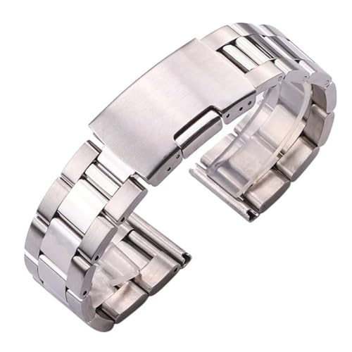 BBPLWEEA YingYou Uhrenarmband Aus Edelstahl 18 Mm 20 Mm 22 Mm 24 Mm 26 Mm 28 Mm 30 Mm, Faltschließe, Ersatzarmband For Herren, Uhrenarmband, Zubehör(Silver,20mm) von BBPLWEEA