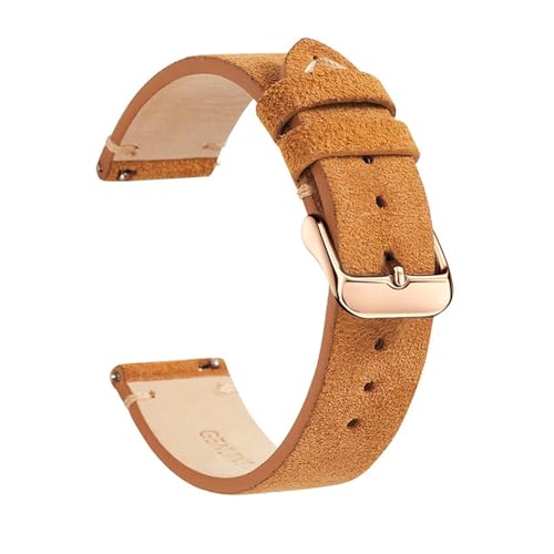 BBPLWEEA YingYou Uhrenarmband Aus Leder, 18 Mm, 20 Mm, 22 Mm, Uhrenzubehör, Uhrenarmband Aus Kalbsleder Und Wildleder For Herren Und Damen(Brown-Rose Gold,18mm) von BBPLWEEA