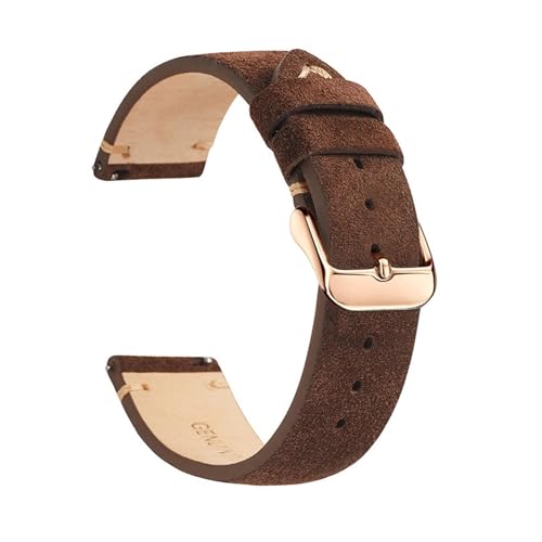 BBPLWEEA YingYou Uhrenarmband Aus Leder, 18 Mm, 20 Mm, 22 Mm, Uhrenzubehör, Uhrenarmband Aus Kalbsleder Und Wildleder For Herren Und Damen(Coffee Brown-RG,20mm) von BBPLWEEA