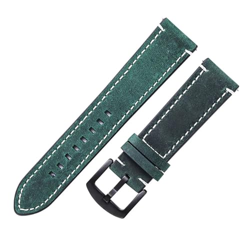BBPLWEEA YingYou Uhrenarmband Aus Leder Mit Schnellverschluss, 18 Mm, 20 Mm, 22 Mm, 24 Mm, Vintage-Uhrenarmband Aus Kalbsleder(Green,24mm) von BBPLWEEA