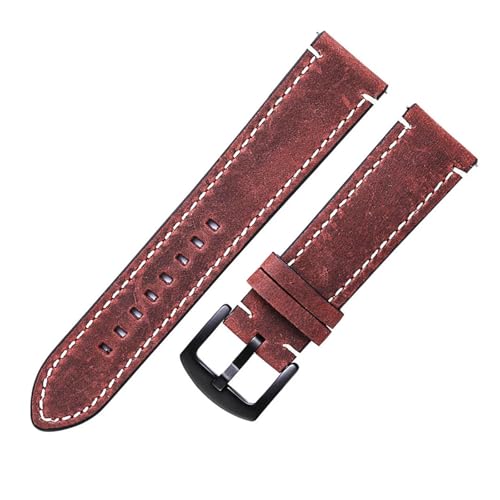 BBPLWEEA YingYou Uhrenarmband Aus Leder Mit Schnellverschluss, 18 Mm, 20 Mm, 22 Mm, 24 Mm, Vintage-Uhrenarmband Aus Kalbsleder(Red,24mm) von BBPLWEEA
