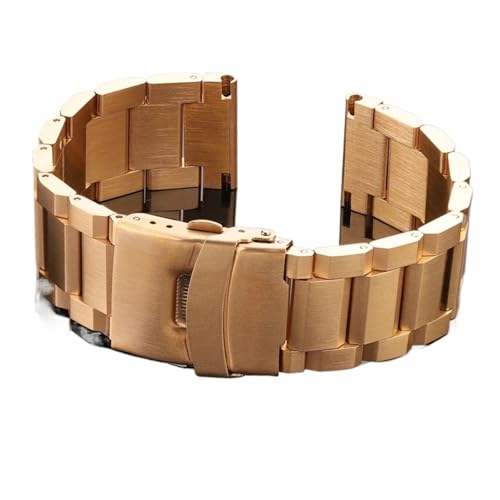BBPLWEEA YingYou Uhrenarmband Aus Massivem Gebürstetem Edelstahl Mit Sicherheitsverschluss, 18 Mm, 20 Mm, 22 Mm, 24 Mm, Erhältlich In Den Farben Schwarz Und Silber(Gold,18mm) von BBPLWEEA