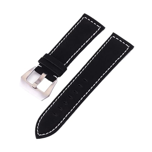 BBPLWEEA YingYou Uhrenarmband Aus Mattiertem Leder, 18 Mm, 20 Mm, 22 Mm, 24 Mm, Metallschnalle For Uhrenarmband-Zubehör Mit Werkzeug(Black,20mm) von BBPLWEEA