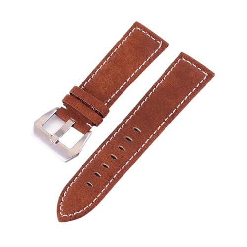BBPLWEEA YingYou Uhrenarmband Aus Mattiertem Leder, 18 Mm, 20 Mm, 22 Mm, 24 Mm, Metallschnalle For Uhrenarmband-Zubehör Mit Werkzeug(Red brown,24mm) von BBPLWEEA