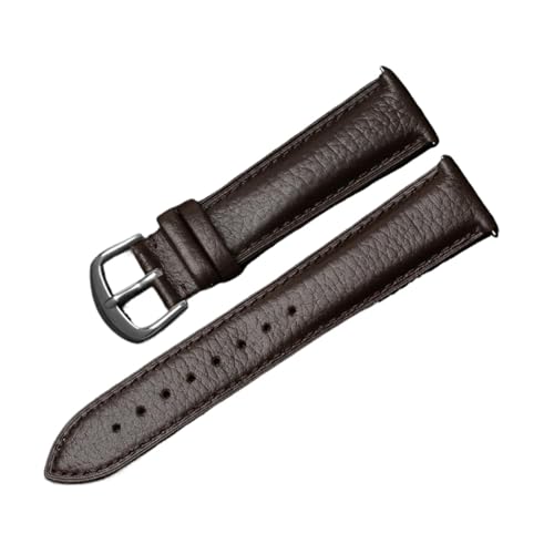 BBPLWEEA YingYou Uhrenarmband Mit Litschi-Muster, Weiches, Doppelseitiges Armband Aus Rindsleder Der Ersten Schicht, Atmungsaktive Schalter-Rohohren For Männer Und Frauen(Brown-A,12mm) von BBPLWEEA