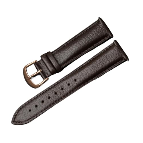 BBPLWEEA YingYou Uhrenarmband Mit Litschi-Muster, Weiches, Doppelseitiges Armband Aus Rindsleder Der Ersten Schicht, Atmungsaktive Schalter-Rohohren For Männer Und Frauen(Brown-C,16mm) von BBPLWEEA