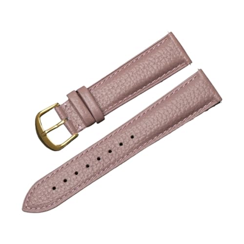 BBPLWEEA YingYou Uhrenarmband Mit Litschi-Muster, Weiches, Doppelseitiges Armband Aus Rindsleder Der Ersten Schicht, Atmungsaktive Schalter-Rohohren For Männer Und Frauen(Pink-B,15mm) von BBPLWEEA