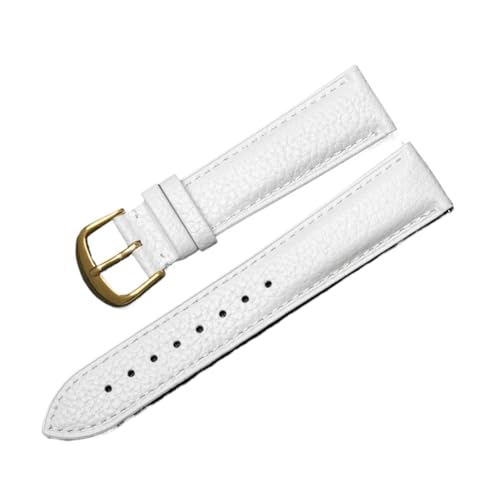 BBPLWEEA YingYou Uhrenarmband Mit Litschi-Muster, Weiches, Doppelseitiges Armband Aus Rindsleder Der Ersten Schicht, Atmungsaktive Schalter-Rohohren For Männer Und Frauen(White-B,20mm) von BBPLWEEA