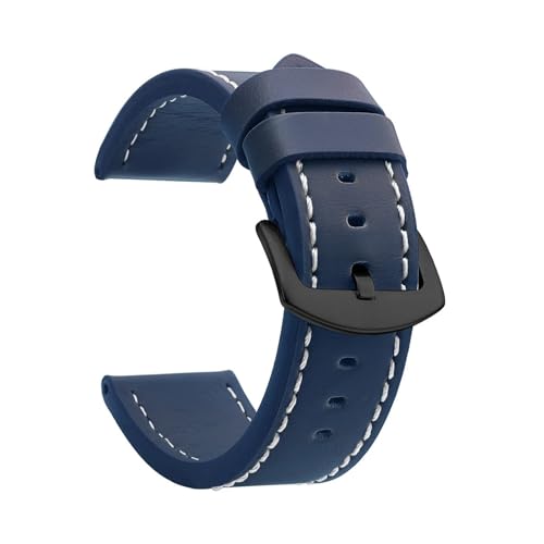 BBPLWEEA YingYou Uhrenarmband Sport Vintage Lederarmband Edelstahlschnalle Uhrenzubehör 18mm 20mm 22mm 24mm(Blue White Black,22mm) von BBPLWEEA