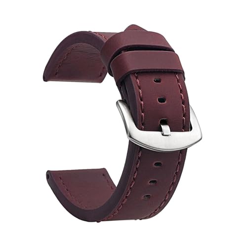 BBPLWEEA YingYou Uhrenarmband Sport Vintage Lederarmband Edelstahlschnalle Uhrenzubehör 18mm 20mm 22mm 24mm(Bronze Silver,22mm) von BBPLWEEA