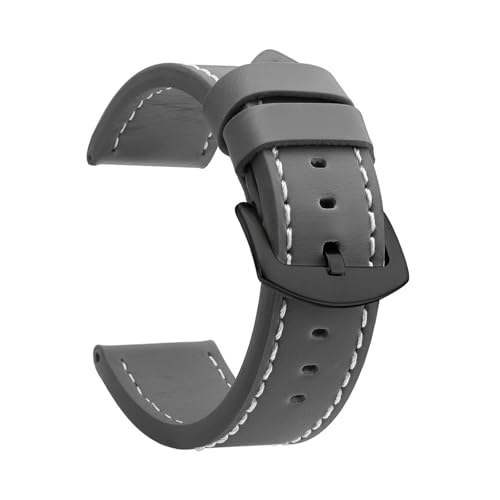 BBPLWEEA YingYou Uhrenarmband Sport Vintage Lederarmband Edelstahlschnalle Uhrenzubehör 18mm 20mm 22mm 24mm(Gray White Black,24mm) von BBPLWEEA