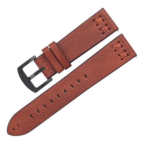 BBPLWEEA YingYou Vintage-Armband For Uhren, Luxuriöse Handgefertigte Nähte, Leder-Uhrenarmbänder 20 Mm 22 Mm Mit Edelstahlschnalle(Dark brown,20mm) von BBPLWEEA