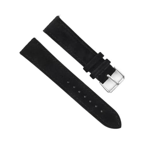 BBPLWEEA YingYou Vintage Wildleder 18mm Leder Uhrenarmband 20mm 22mm Rindsleder Nähte Armband Sport Schnellverschluss Männer Frauen Uhrenarmband Ersatz(Black,18mm) von BBPLWEEA