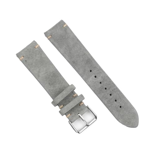 BBPLWEEA YingYou Vintage-Wildlederarmband 18 Mm 20 Mm 22 Mm 24 Mm Handgefertigtes Näharmband For Herren- Und Damenuhrenersatz(Gray no wire,22mm) von BBPLWEEA