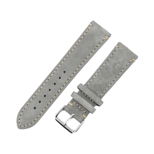 BBPLWEEA YingYou Vintage-Wildlederarmband 18 Mm 20 Mm 22 Mm 24 Mm Handgefertigtes Näharmband For Herren- Und Damenuhrenersatz(Gray with wire,24mm) von BBPLWEEA