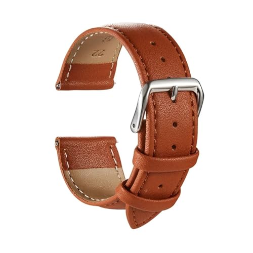 BBPLWEEA YingYou Weiches Kalbslederarmband, 18 Mm, 20 Mm, 22 Mm, 24 Mm, Herren- Und Damen-Business-Universal-Armbanduhr-Zubehör(Light Brown,22mm) von BBPLWEEA