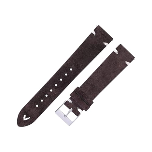 BBPLWEEA YingYou Wildleder Leder Uhrenarmbänder Handgefertigt For Männer Frauen 18mm 20mm Multicolor Leder Uhrenarmbänder Wildleder(Dark brown,20mm) von BBPLWEEA