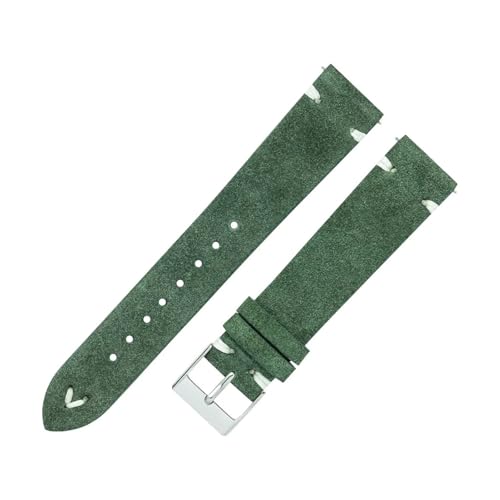 BBPLWEEA YingYou Wildleder Leder Uhrenarmbänder Handgefertigt For Männer Frauen 18mm 20mm Multicolor Leder Uhrenarmbänder Wildleder(Green,18mm) von BBPLWEEA