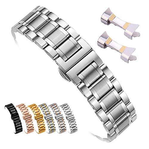 YingYou 12/14/15/16/17/12/19/20/21/22/23/24mm Uhrenarmband Edelstahl Uhrenarmband Armband mit Hohl Bogen Schnittstelle, 18mm, agate von BBPLWEEA