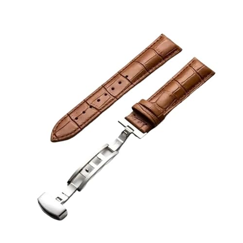 YingYou 14 15 16 17 18 19 20 21 22 23 24 Mm Breite Bunte Oberschicht Lederuhrenarmbänder Bambusleder Schmetterlingsschnallenbänder(Light brown,18mm) von BBPLWEEA