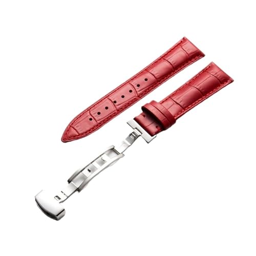 YingYou 14 15 16 17 18 19 20 21 22 23 24 Mm Breite Bunte Oberschicht Lederuhrenarmbänder Bambusleder Schmetterlingsschnallenbänder(Red,19mm) von BBPLWEEA