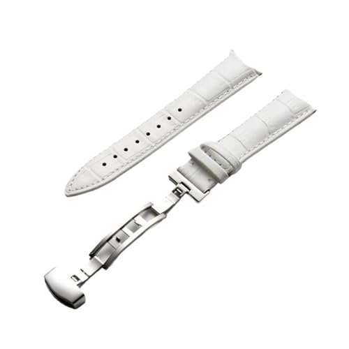 YingYou 14 15 16 17 18 19 20 21 22 23 24 Mm Breite Bunte Oberschicht Lederuhrenarmbänder Bambusleder Schmetterlingsschnallenbänder(White,20mm) von BBPLWEEA