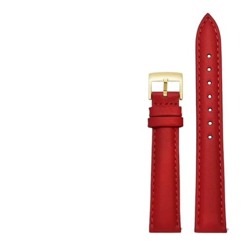 YingYou 14 Mm, 16, 18, 20, Schlichtes Echtleder-Armband, Kompatibel Mit Fossil, Citizen-Uhrenarmband, DW-Damenarmband, Himmelblau, Rosa, Braun(Red-gold,14mm) von BBPLWEEA