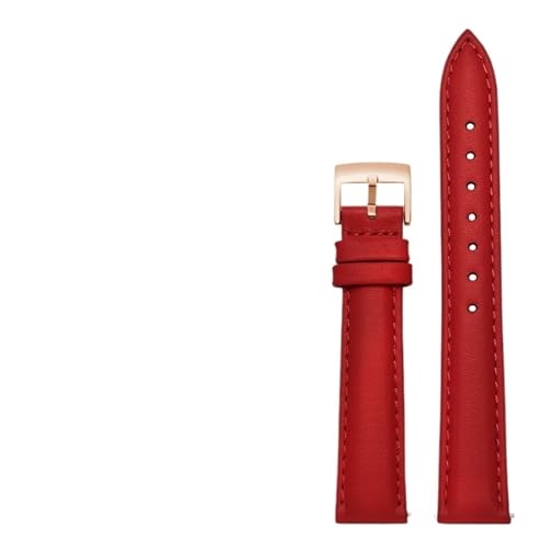 YingYou 14 Mm, 16, 18, 20, Schlichtes Echtleder-Armband, Kompatibel Mit Fossil, Citizen-Uhrenarmband, DW-Damenarmband, Himmelblau, Rosa, Braun(Red-rosegold,18mm) von BBPLWEEA