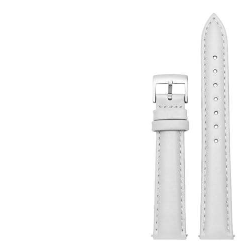 YingYou 14 Mm, 16, 18, 20, Schlichtes Echtleder-Armband, Kompatibel Mit Fossil, Citizen-Uhrenarmband, DW-Damenarmband, Himmelblau, Rosa, Braun(White-silver,20mm) von BBPLWEEA