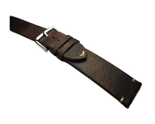 YingYou 18mm 19mm 20mm 21mm 22mm handgemachte hohe qualität dünne vintage crazy pferd leder armband armband braun uhr riemen, 19mm, agate von BBPLWEEA