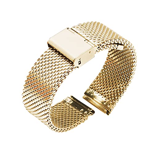 YingYou 18mm 20mm 22mm 24mm Milanese Watchband Schnellspanner Uhr Band Mesh Edelstahlband Armband Armband Schwarz(Gold,18mm) von BBPLWEEA