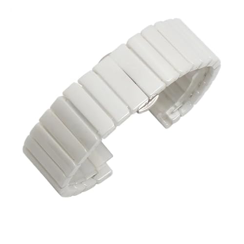 YingYou Keramik Stahl Uhrenarmband Herren Schwarz Weiß Damen Edelstahl Uhrenkette Kompatibel Mit Tissot Kompatibel Mit Armani 12 13 14 15 16 17 18 20 22mm, 16mm von BBPLWEEA