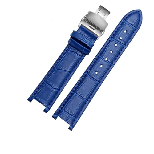 YingYou Uhrenarmband Aus Echtem Leder, Kompatibel Mit MK Michael Kors Mike Coles Mk2277 2425, Wasserdichtes, Schweißfestes Kerbe, 20 Mm Handgelenkband(Royal Blue-Steel-B1) von BBPLWEEA