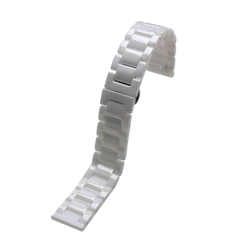 YingYou Uhrenarmband Aus Keramik Und Stahl For Herren, Schwarz, Weiß, Uhrenkette Aus Edelstahl For Damen, Kompatibel Mit Tissot, Kompatibel Mit Armani, 12 13 14 15 16 17 18 20 22 Mm(Pure White,22mm) von BBPLWEEA
