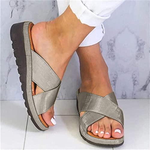 BBPM Sommer Damen Flip Flop Orthopädische Unterstützung Bogen Flip Flop Rutschfest Gummi Sohlen Dusche Strand Pool Elegante Hausschuhe, Bronze, EU38/US7 von BBPM