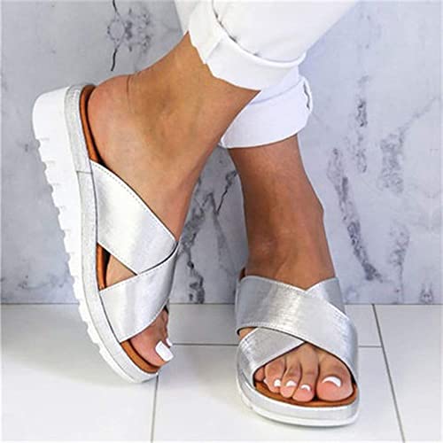 BBPM Sommer Damen Flip Flop Orthopädische Unterstützung Bogen Flip Flop Rutschfest Gummi Sohlen Dusche Strand Pool Elegante Hausschuhe, Weiß, EU40/US8 von BBPM