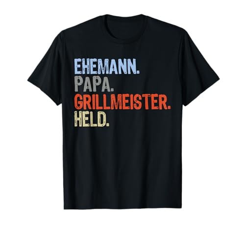 Herren Ehemann Papa Grillmeister Held Lustiges Grillen T-Shirt von BBQ Grillmeister Geschenk