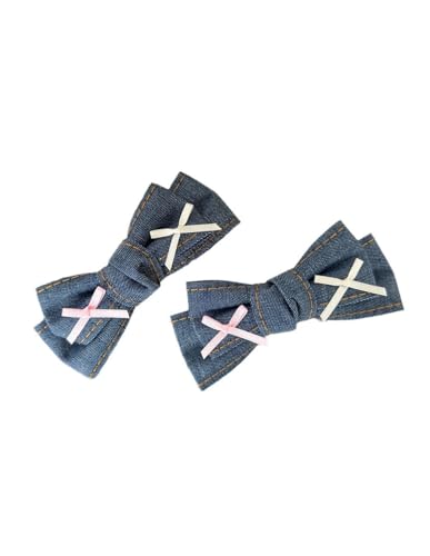 Blaue Denim-Haarspange, Schleife, Mädchen, blaue Jeans, Haarspange, große Schleifen, Haarnadel BW01 (C2-Dunkelblau) von BBTDIN