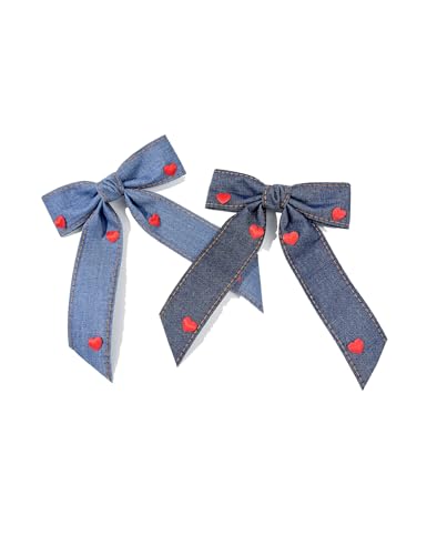 Blaue Denim-Haarspange, Schleife, Mädchen, blaue Jeans, Haarspange, große Schleifen, Haarnadel BW01 (Set E) von BBTDIN
