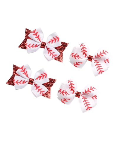 Haarspangen und Schleifen für Mädchen, Baseball-Design, B4-Set, 4 Stück von BBTDIN