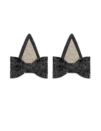Katzenohren Haarspangen Baby Mädchen Hund Ohr Pailletten Clip Katzenohren Haarnadeln Hund Ohr Schleife Haarspangen BBW02 (Schwarz) von BBTDIN