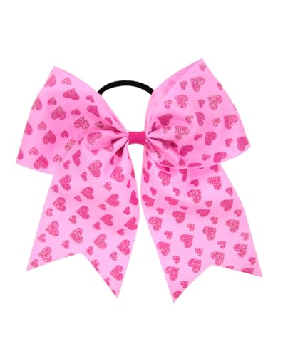 Valentine Jumbo Bow Cheer Girls Valentine Hair Ring Tie Valentine's Day Cheerleading Bow JHV25 (C4-Rose Red) von BBTDIN