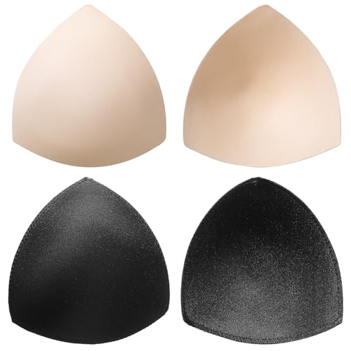 2 Paar Abnehmbare BH Einlagen Bra Pads Unterwäsche Einsätze Pads Damen (Schwarz, Beige, 5,12 x 5,31 Zoll) von BBTO