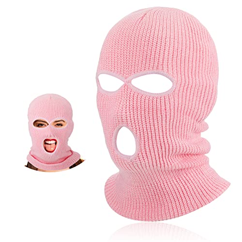 BBTO 3 Löcher Gestrickte Sturmhauben Volle Gesichtsabdeckung (Rosa) von BBTO